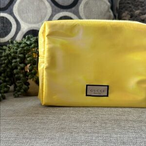 Gucci Yellow Shiny Cosmetic Pouch